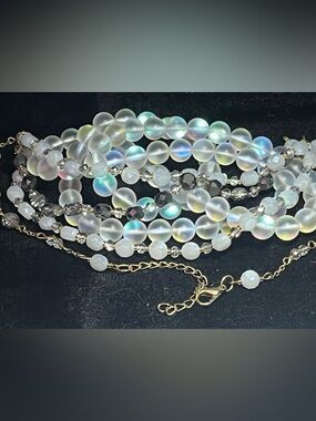 Vintage Tri-Stranded 1950s Glass Beaded Necklace
